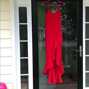 Red waterfall dress